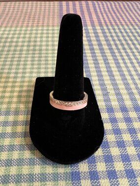NEW Elizabeth Stone Pave Enamel Stacking Ring - Pastel Pink - Size 8